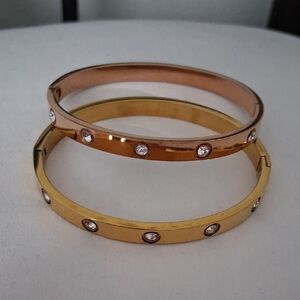 Chic Gold and Rose Gold Crystal Bracelet Set